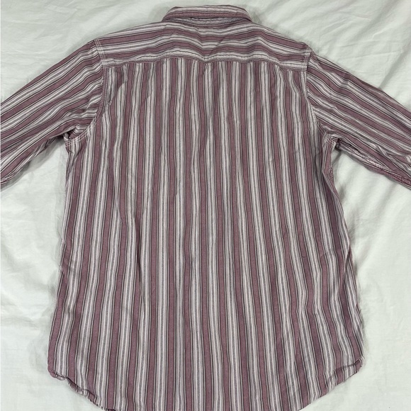 Mantaray Mens Light Red Striped Long Sleeve Button Up Shirt Size M - Picture 12 of 12